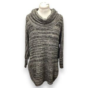 Thistle & Lavender Women’s Cowl Neck Tunic Sweater, Gray, size L